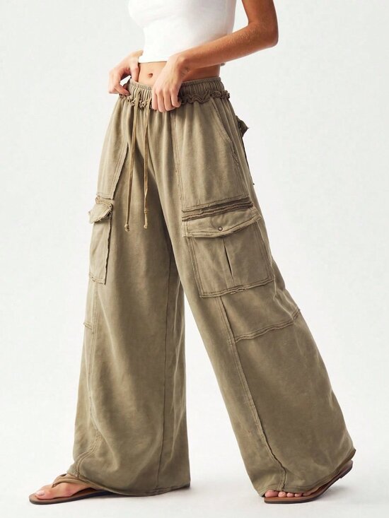 Pants - Khaki Casual Women's Woven Straight Leg Pants